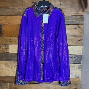 RANCH DRESSN BY FALLON TAYLOR NEON LIGHTS & PURPLE SPARKLE PERFORMANCE SHIRT L
